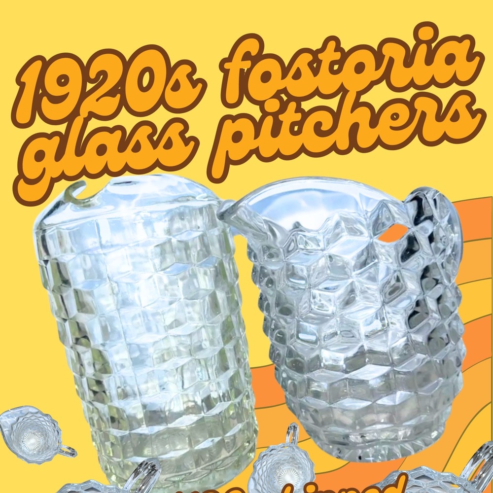 1920s fostoria American made glass ice pitchers